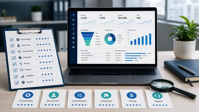 Professional comparison workspace for evaluating CRM software